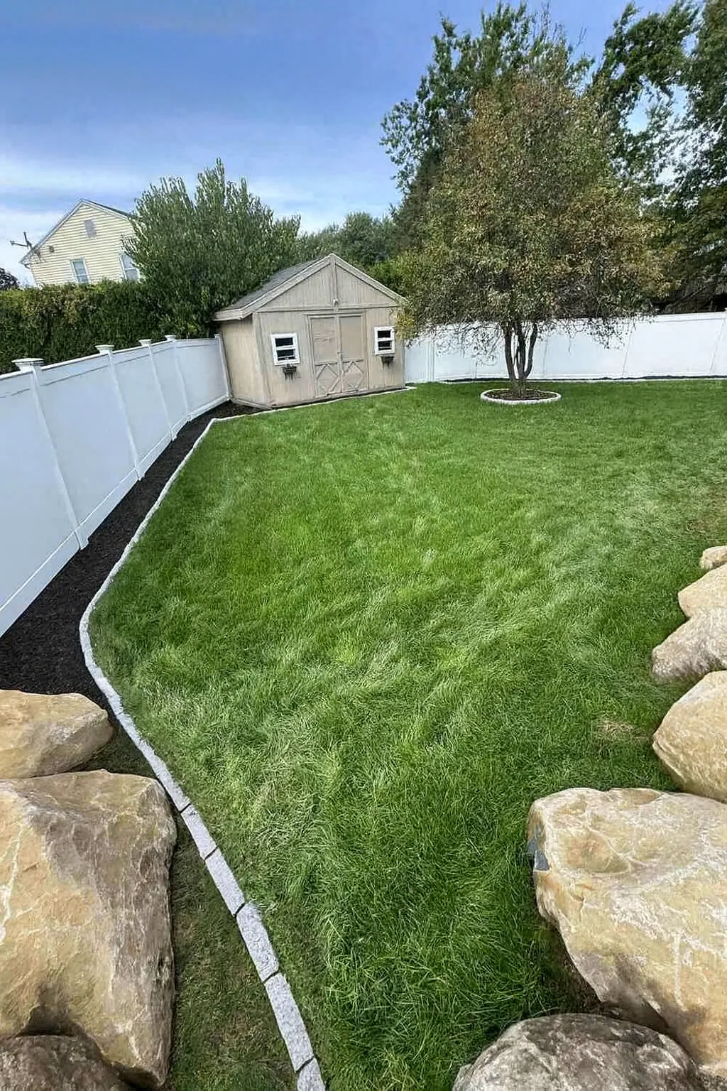 Fresh Sod & Cobblestone Edging — Stone & Scappes, Hartford County CT