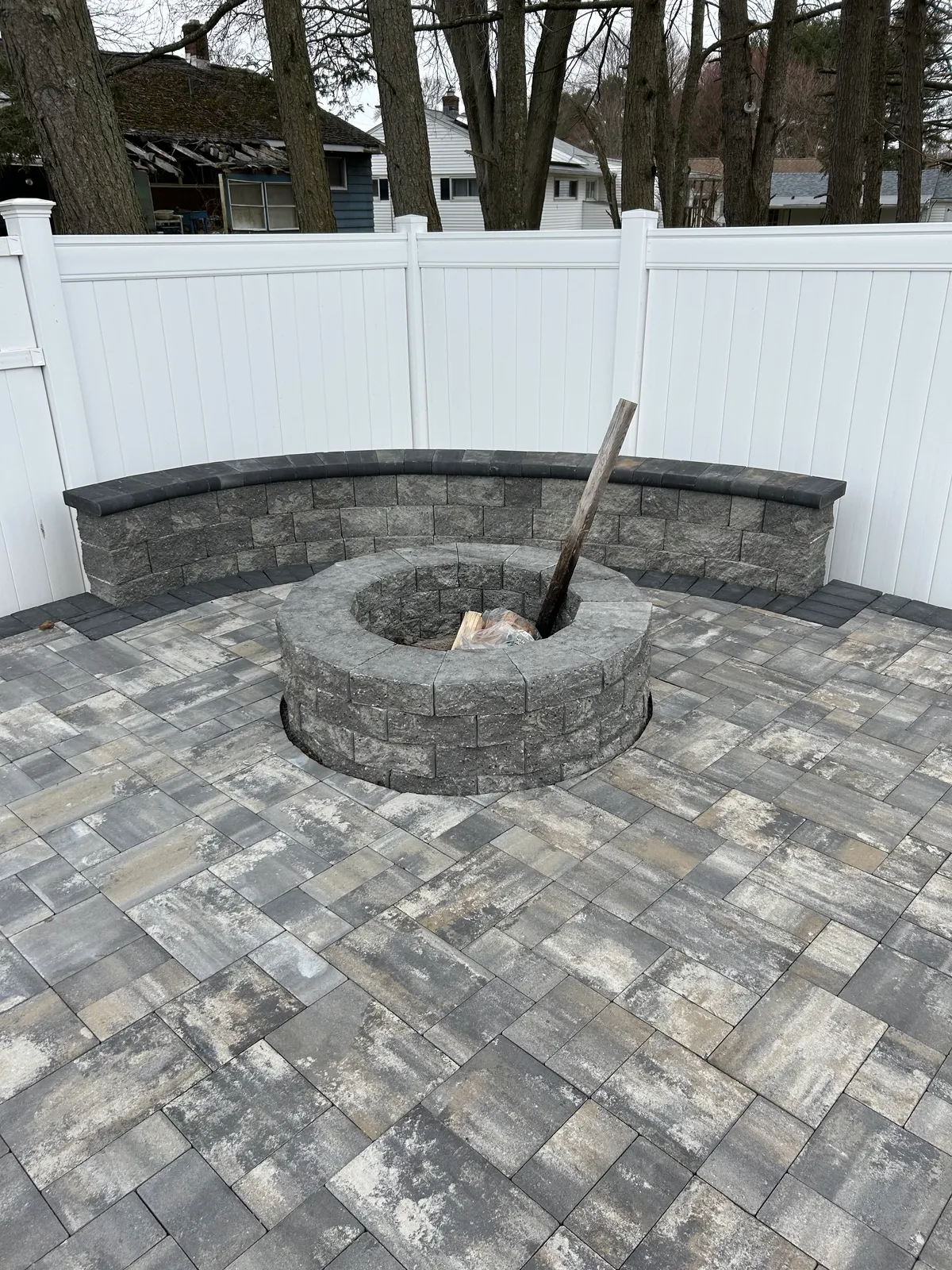 Firepit & Seating Wall — Stone & Scappes, Hartford County CT