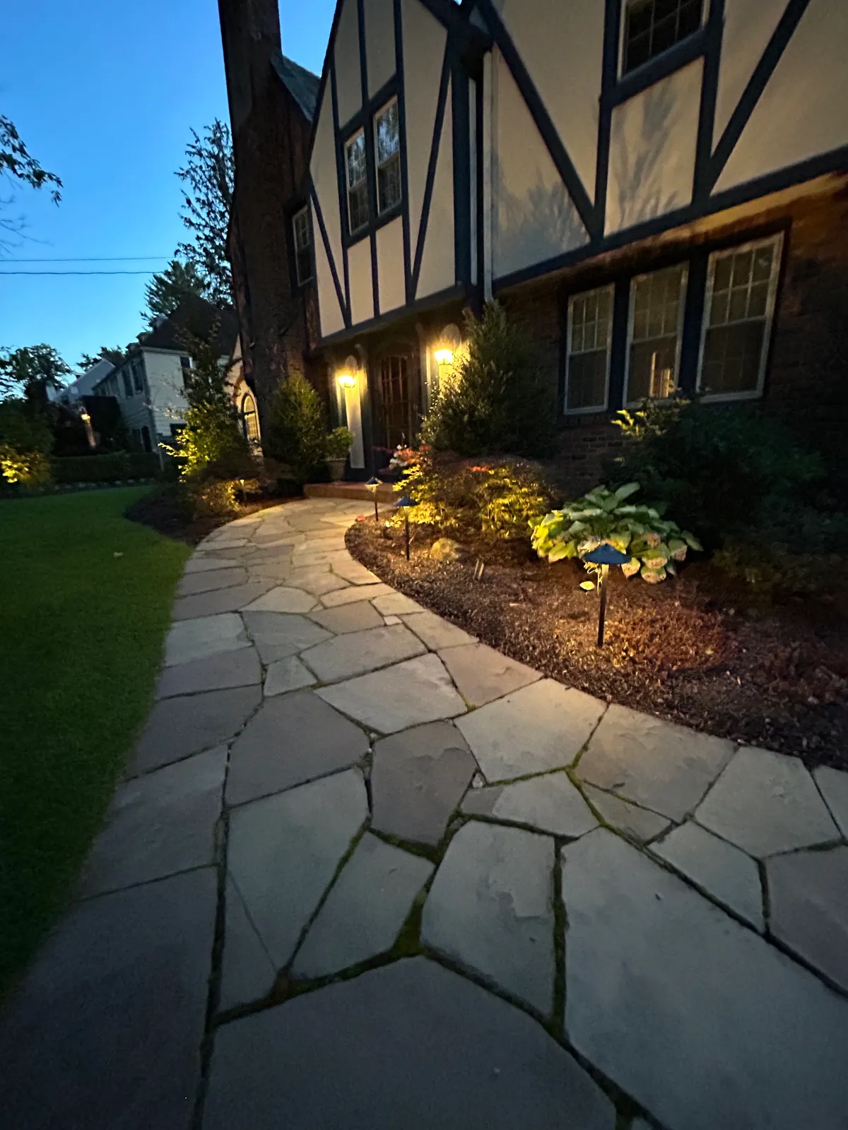 Walkway With Lights — Stone & Scappes, Hartford County CT